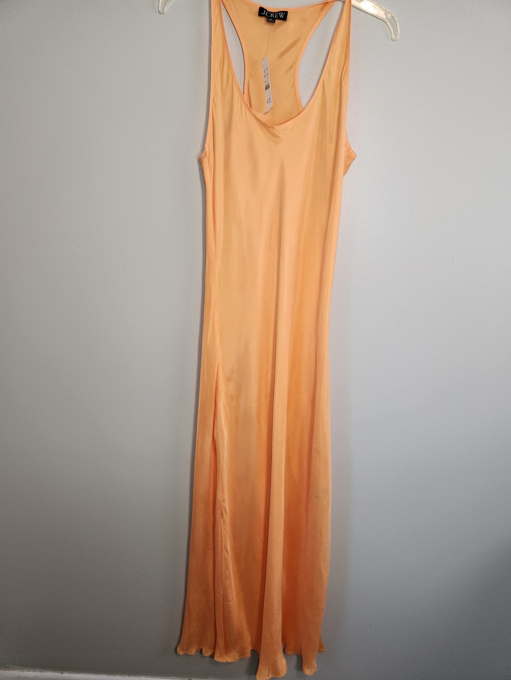 J.Crew Peach Slip Dress Sz 8 NWT Maxi 90s Minimalist Quiet Luxury Racerback - Picture 5 of 15